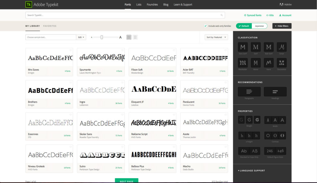 Typekit's UI Overhaul